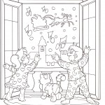 disegni-stampare-colorare-natale-bambini-salutano-babbo-natale