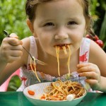 Four-year-old Poppy Smart eating spaghetti.