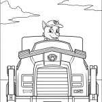 Disegni della Paw Patrol da stampare gratis_Rocky e il suo mezzo di trasporto green