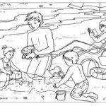 Disegni da colorare in vacanza_famiglia in spiaggia