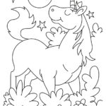 Disegni da colorare degli unicorni con fiori e stelle